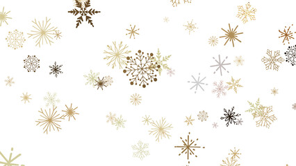 new year pattern. Christmas theme, golden openwork shiny snowflakes, star, 3D rendering.