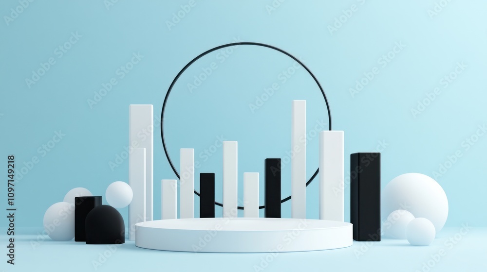 Poster abstract geometric shapes in a minimalist setting, ideal for design presentations.