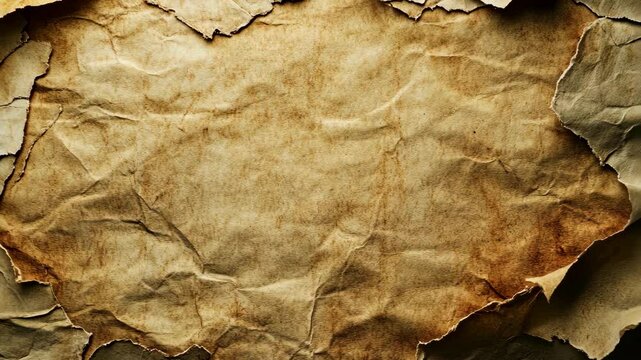 The image presents a detailed view of heavily creased and aged paper