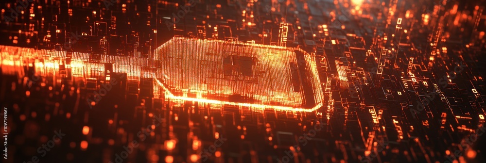 Leinwandbilder abstract digital representation of a circuit board with glowing elements.