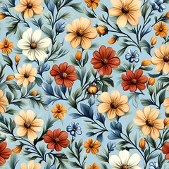 Create a repeated floral pattern designs for fabric