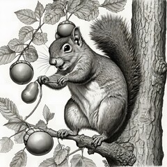 Squirrel Eating on Tree