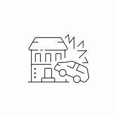 car crash house icon sign vector