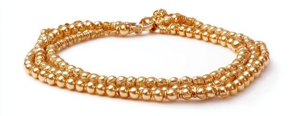 Obraz premium Elegant gold necklace with shiny beads, perfect for any occasion