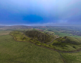 Aerial Drone Photography of Sunset Over Winnats Pass, Mam Tor, and Hope Valley – Capturing the Breathtaking Beauty of the Peak District | Papa Bear Photography