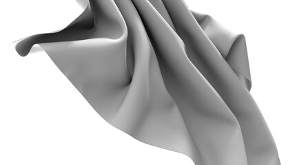 A close up of a white fabric draped over a black background, creating a smooth and simple abstract...