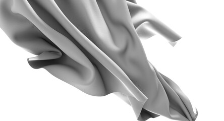 A close up of a white fabric draped over a black background, creating a smooth and simple abstract...