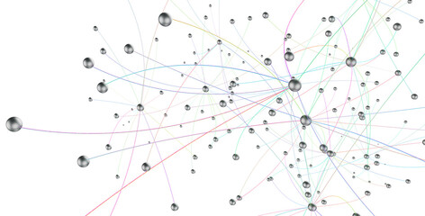 Abstract connected dots and lines. Concept of AI technology, Motion of digital data flow.