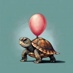 Party Turtle with Balloons