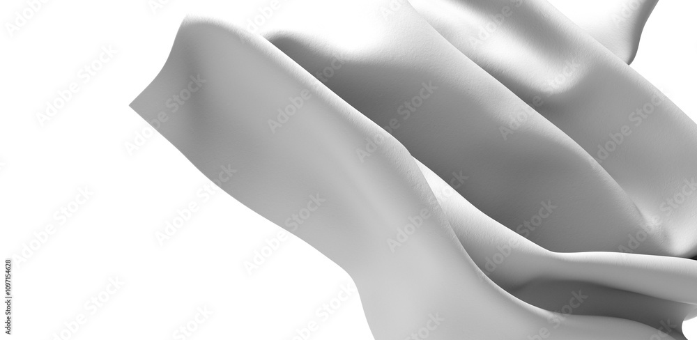 Poster An abstract image of a white liquid flowing and swirling, creating a smooth and glossy texture.