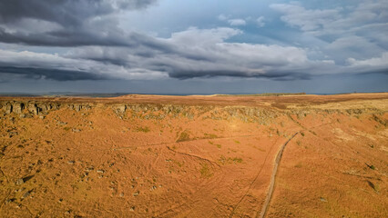 Aerial Drone Photography of Sunset Over Stanage Edge and High Neb, Hope Valley – Stunning 3-Piece Panorama of the Peak District - 2 | Papa Bear Photography