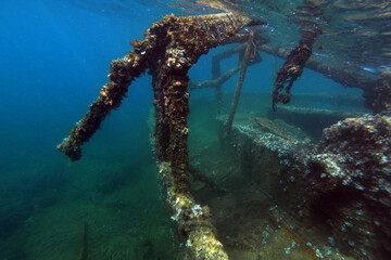Shipwreck near Rose Beach in Adriatic Sea, Montenegro