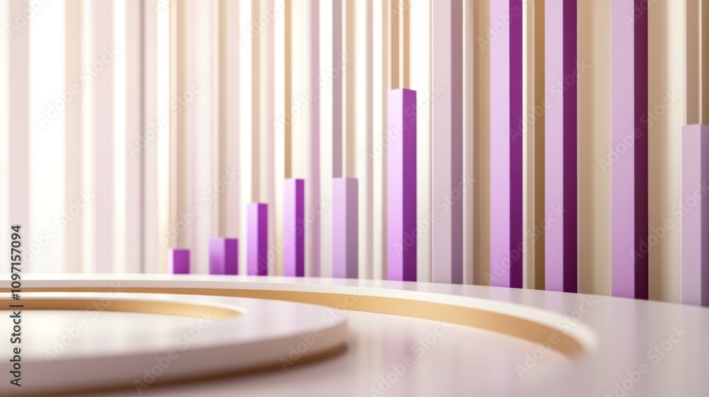 Poster Abstract design featuring vertical bars and circular shapes in soft colors.