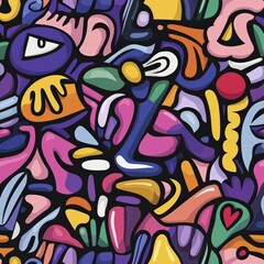 Naklejka premium Colorful abstract pattern featuring bold shapes and vibrant hues