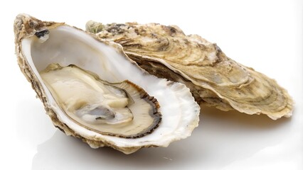 Oyster shell isolated on white background