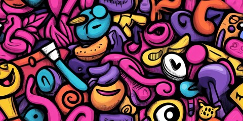 Fototapeta premium Vibrant abstract art filled with playful shapes and colors