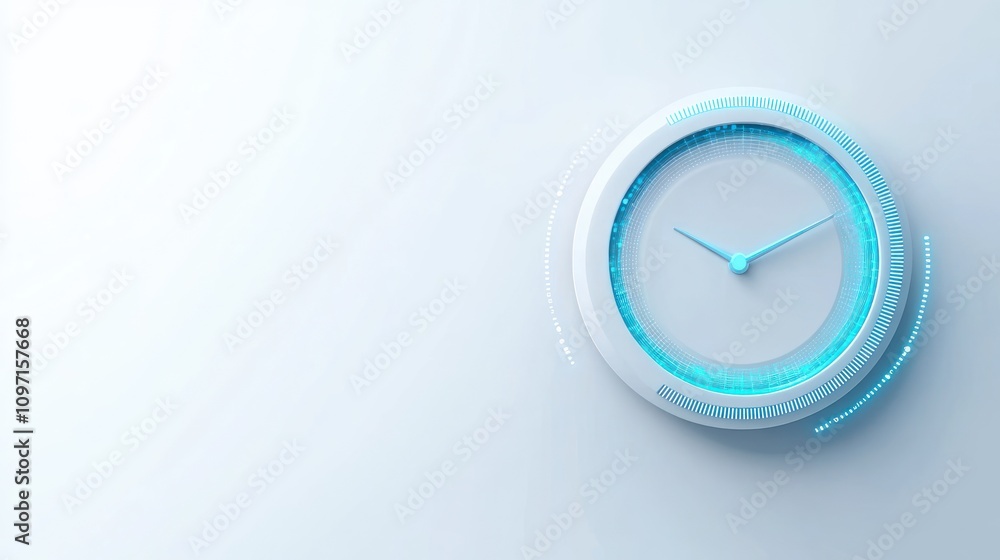 Aufkleber A modern clock design featuring a sleek, circular shape with glowing elements.