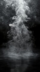 Fototapeta premium Mist rises dramatically under focused light in a dark atmosphere enhancing the mood