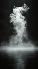 Fototapeta premium Mist rises dramatically under focused light in a dark atmosphere enhancing the mood