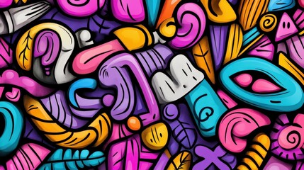 Fototapeta premium Colorful abstract design featuring various shapes and patterns