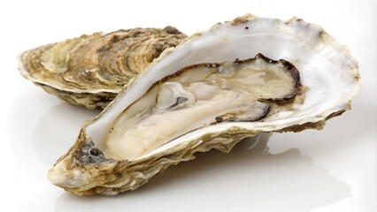 Oyster shell isolated on white background
