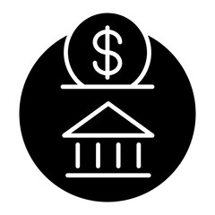 Savings Account Icon with Bank and Dollar Sign or Coins Representing Deposits