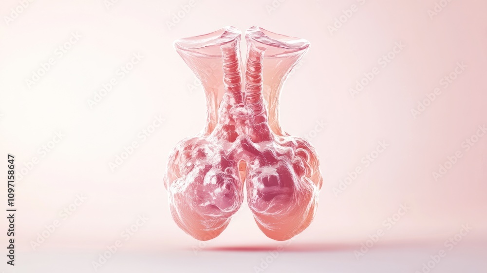 Aufkleber a stylized, translucent anatomical model resembling lungs, emphasizing form and structure.