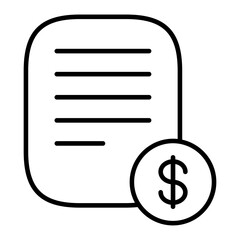 Transaction Slip Icon with Printed Lines Representing a Receipt for Payments