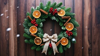Rustic Christmas Wreath with Pine, Berries, and Burlap Bow