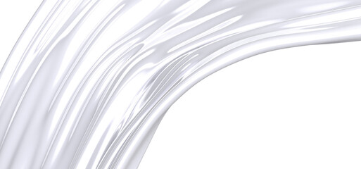 An abstract image of a white fabric with a flowing and swirling texture. The fabric is smooth, glossy, and drapes elegantly. The image is clean and minimalist.