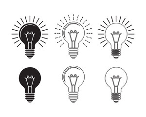 Light bulb icon set vector bundle template