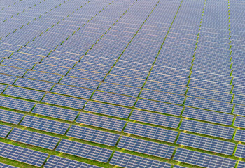 Expansive solar panel field harnessing renewable energy in bright daylight