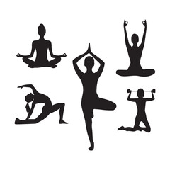 Fototapeta premium Yoga Silhouette Vector Art, Icons, and Graphics