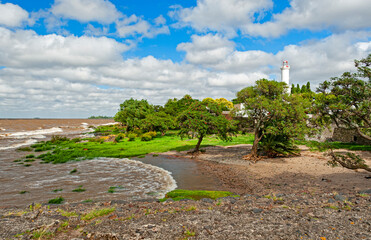 Colonia del Sacramento,  Uruguay  - December 21. 2019:  View of the Colonia historic quarter,  one...