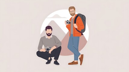 Young professional photographer capturing moments in stylish outdoor gear

