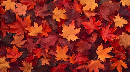 Fototapeta premium A vibrant collection of autumn leaves in shades of red, orange, and yellow.