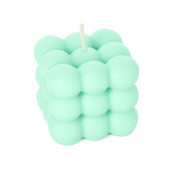 Obraz premium Beautiful turquoise bubble candle isolated on white