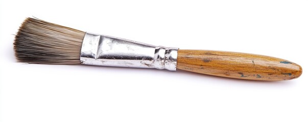 Paintbrush with wooden handle and metal ferrule, perfect for artists