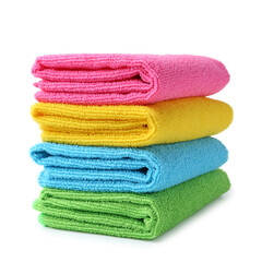 Many different microfiber cloths isolated on white