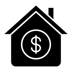 Obraz premium Mortgage Icon with House and Dollar Sign Representing Home Financing