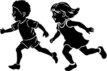 Children Running Vector Illustration - Playful and Dynamic Design for Kids