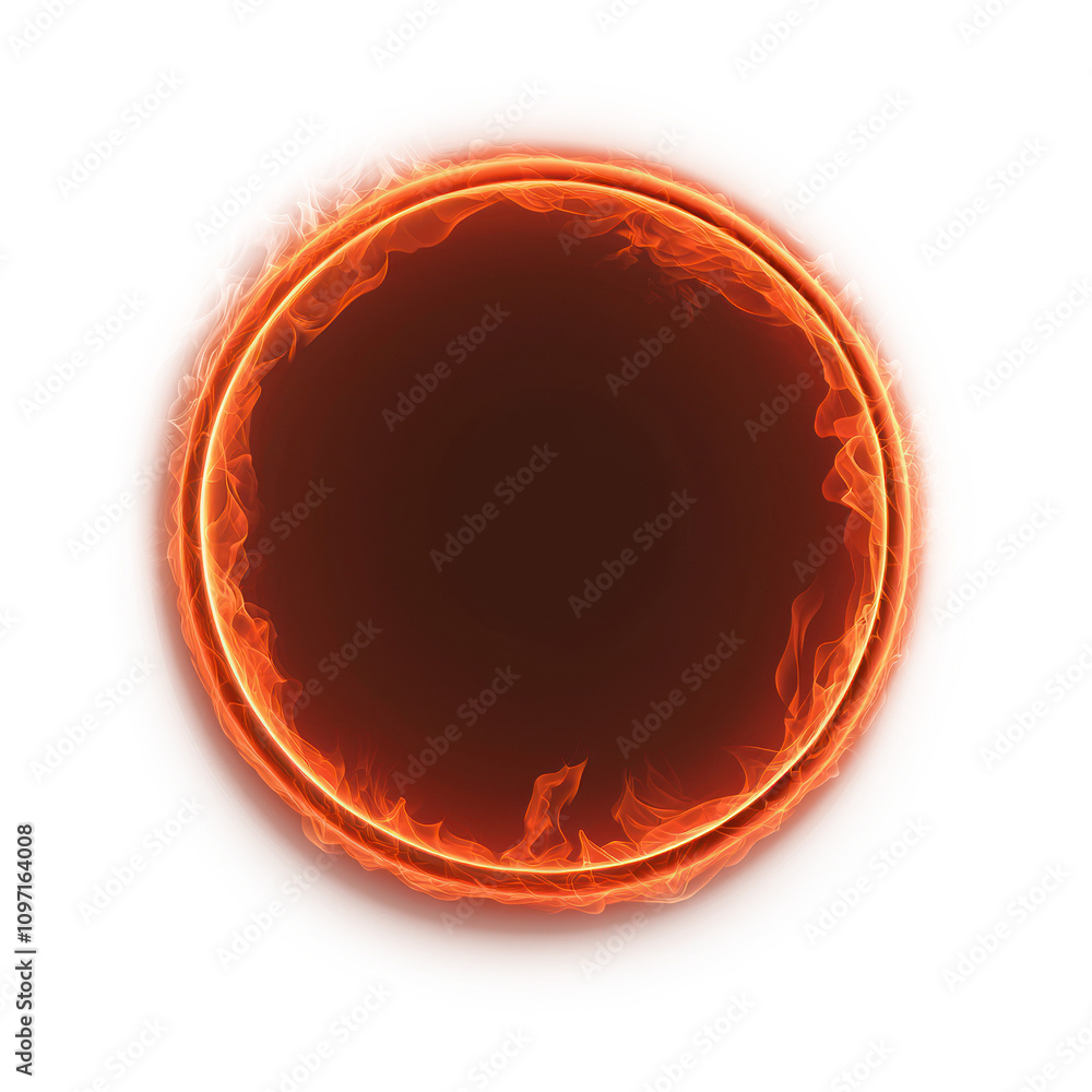 Poster fiery circular design on white isolated background transparent background