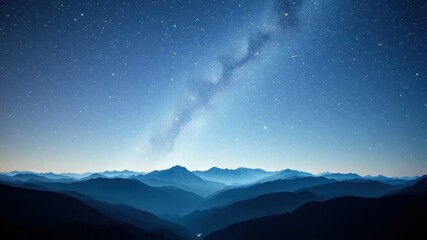 An artistic double exposure photo effect combining mountain landscape with galaxy night sky, fantasy, artistic