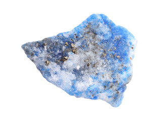 Beautiful blue sodalite isolated on white. Natural gemstone