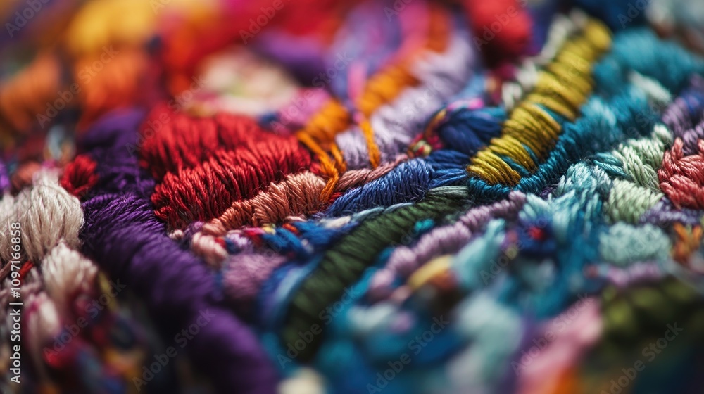 Poster Colorful Threads Create A Vibrant Textured Fabric