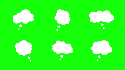 Speech bubble animation for text. Chat popup for comments, posts, comics. Message template for explainer video. Green background
