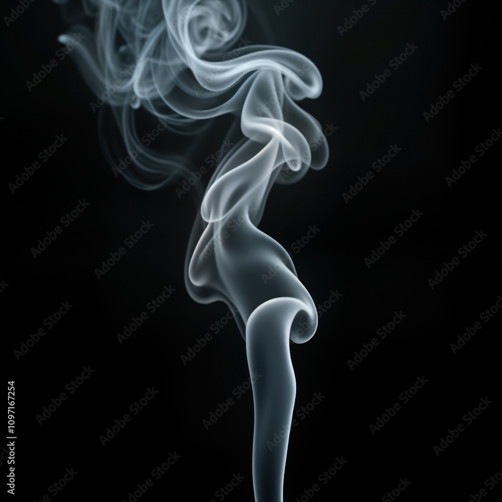 Poster white smoke curls on black background. abstract vapor swirls. airy fog texture. flowing steam. desig
