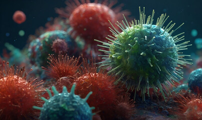 Realistic microbes and viruses with textured details