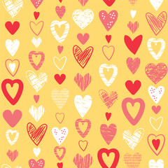 Cute Love Hearts Garlands Craft Style. Template for Valentines day Party Wedding Love Story Birthday etc. Vector