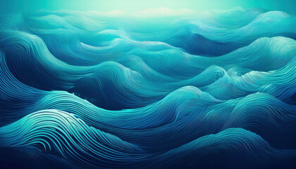 Fototapeta premium A tranquil watercolor gradient that transitions from light teal at the top to deep navy at the bottom, evoking the serene beauty of ocean depths.